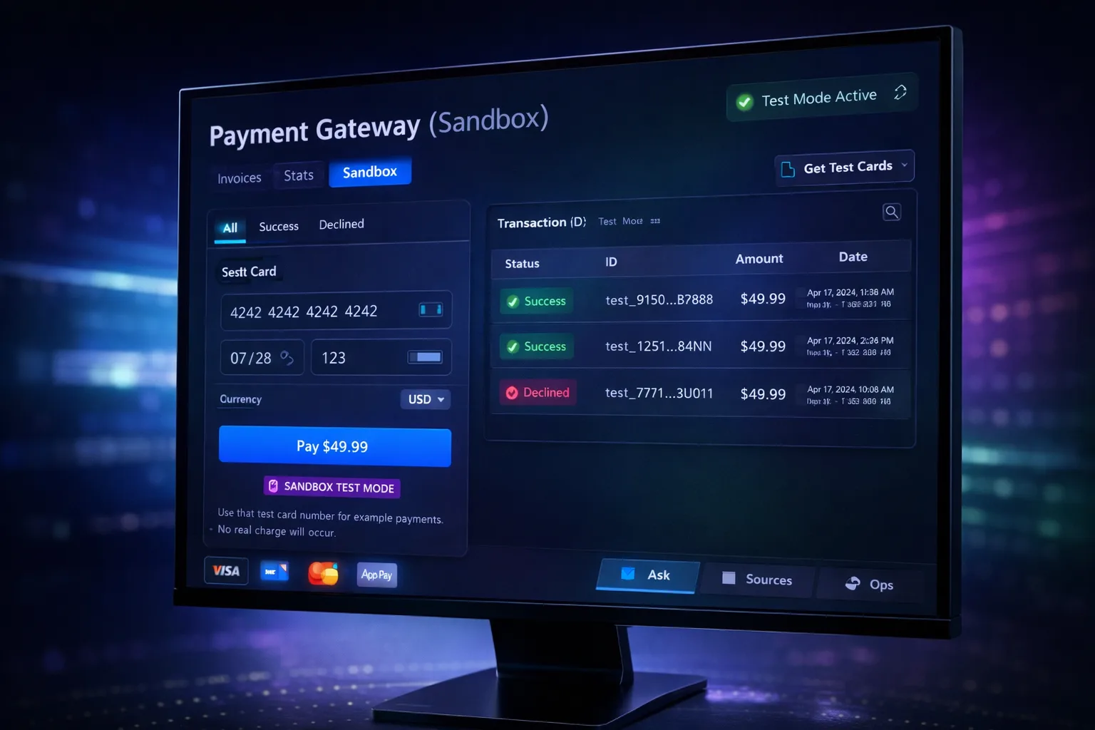 Gateway pagamenti: sandbox